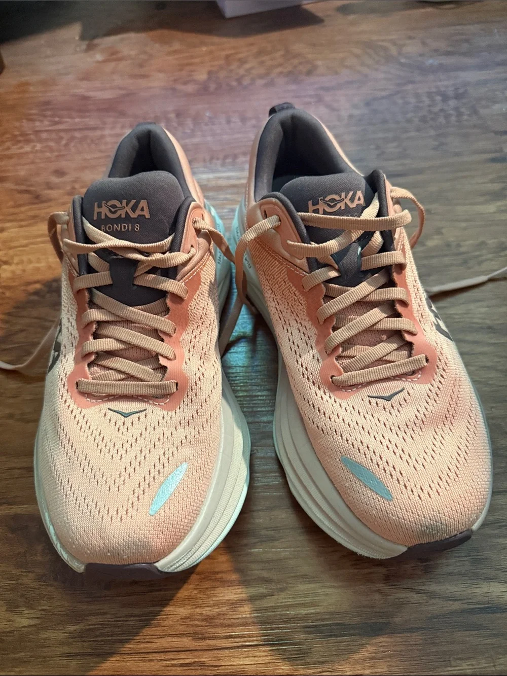 Hoka Women's Peach Athletic Running Shoes with White Sole - Picture 4 of 4
